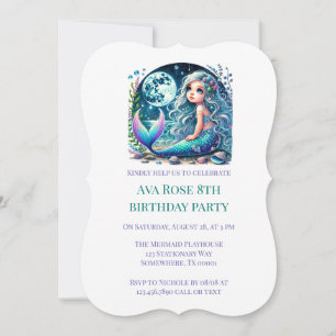 Whimsical Mermaid Girl Birthday Party  Invitation