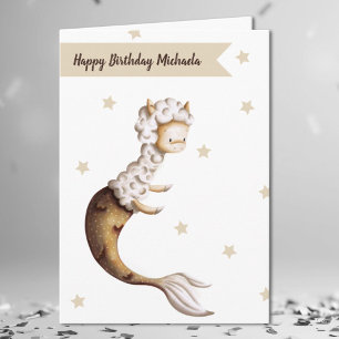 Whimsical Mermaid Llama Birthday Party Card