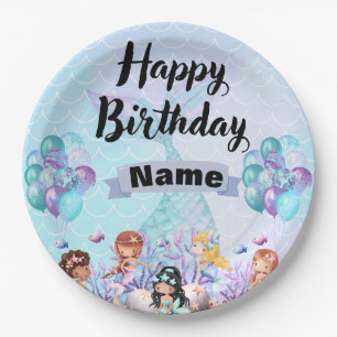 Whimsical Mermaid Party Decor – Blue & Purple  Paper Plate