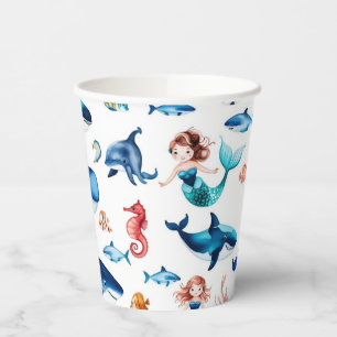  whimsical mermaid rainbow sea birthday party  paper cups