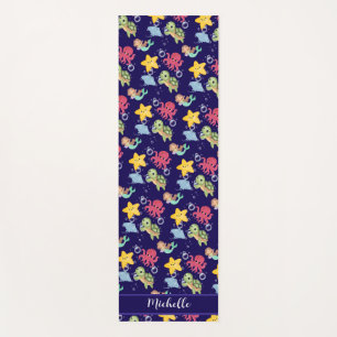 Whimsical mermaid rainbow sea birthday party yoga mat
