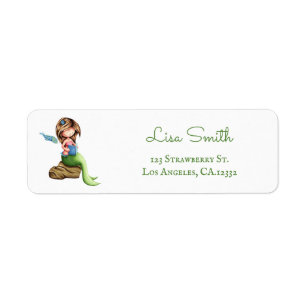 Whimsical Mermaid Reading Return Address
