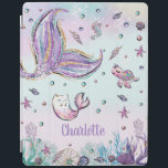 Whimsical Mermaid Tail Mercat Under the Sea iPad Cover<br><div class="desc">Personalise this whimsical mermaid under the sea ipad cover with your name!  A great gift idea!  Featuring a pretty mermaid tail,  a cute mercat and a magical rainbow background.  (c) The Happy Cat Studio.</div>