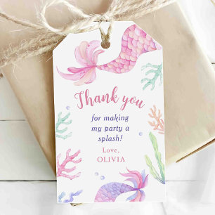 Whimsical Mermaid Under the Sea Birthday Party Gift Tags