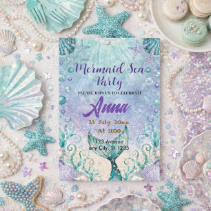 Whimsical Mermaid Under the Sea Birthday Party  Invitation