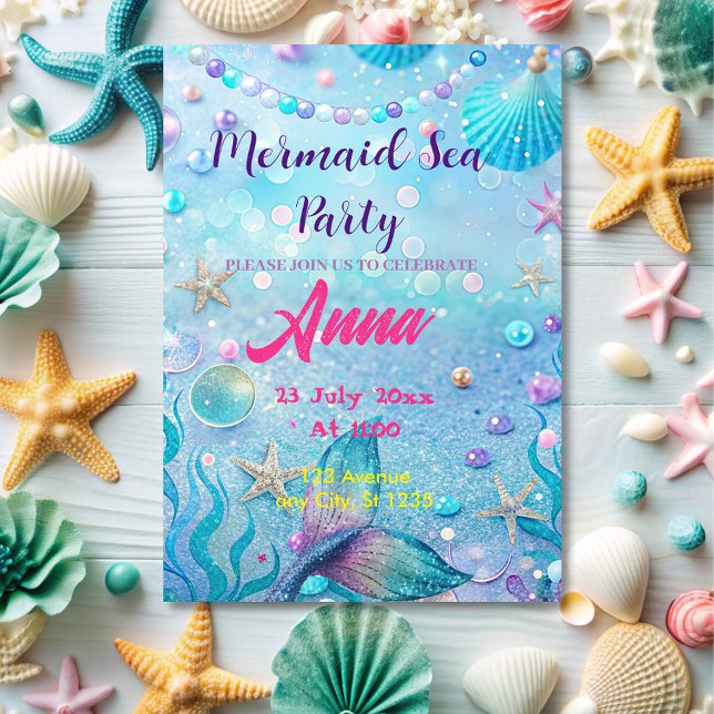 Whimsical Mermaid Under the Sea Birthday Party  Invitation (Creator Uploaded)