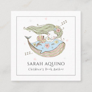 Whimsical Mermaid & Whale Children's Book Author Square Business Card