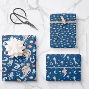 Whimsical Mermaid Wrapping Paper Sheet