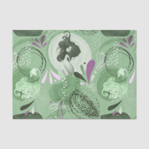 Whimsical Mermaids Green Abstract Background  Tissue Paper