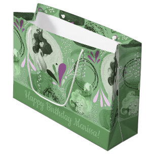 Whimsical Mermaids Green Abstract Pattern Large Gift Bag
