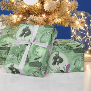 Whimsical Mermaids Green Abstract Pattern Wrapping Paper