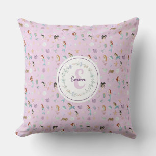 Whimsical Mermaids Monogram Cushion