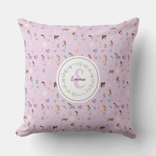 Whimsical Mermaids Monogram Cushion (Front)