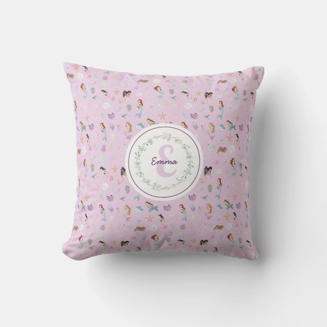 Whimsical Mermaids Monogram Cushion (Front)