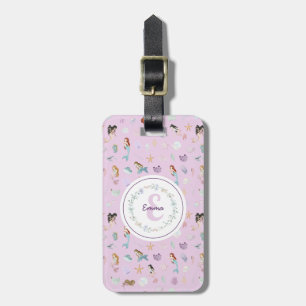 Whimsical Mermaids Monogram Luggage Tag