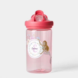 Whimsical Mermaids Monogram Water Bottle