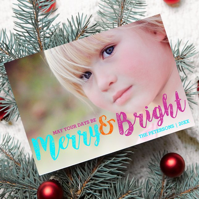 Whimsical Merry & Bright Christmas Holiday Photo Card (Creator Uploaded)