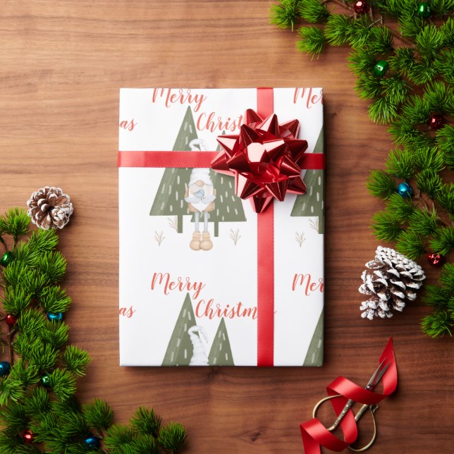 Whimsical Merry Christmas Gnome Wrapping Paper (Holiday Gift)