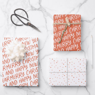 Whimsical Merry Christmas Happy New Year  Wrapping Paper Sheet