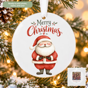 Whimsical Merry Christmas Santa Customised Ornament