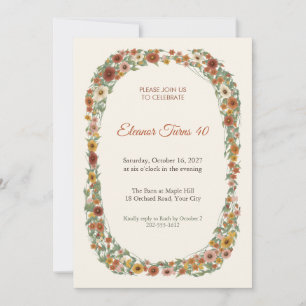 Whimsical Millefleur Fall Birthday Invitation
