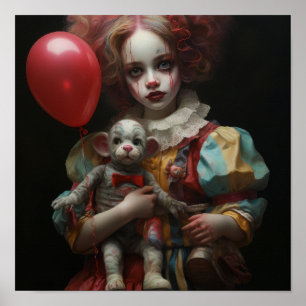 Whimsical Mini Model Clown Poster with Realistic D