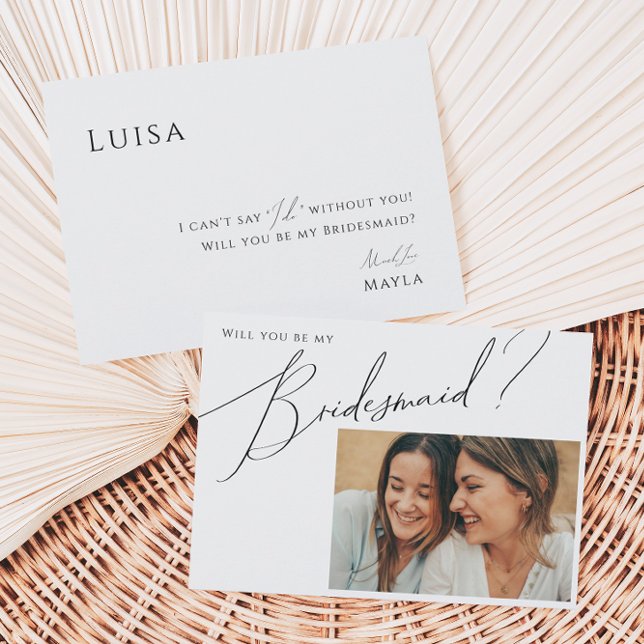 Whimsical Minimal Photo Bridesmaid Proposal Card (Creator Uploaded)