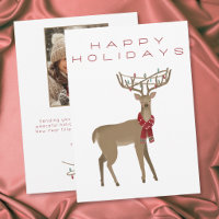 Whimsical Minimal Reindeer Happy Holidays Photo
