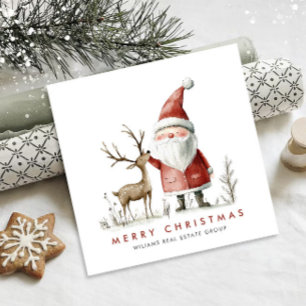 Whimsical Minimal Santa Claus Christmas Corporate Holiday Card
