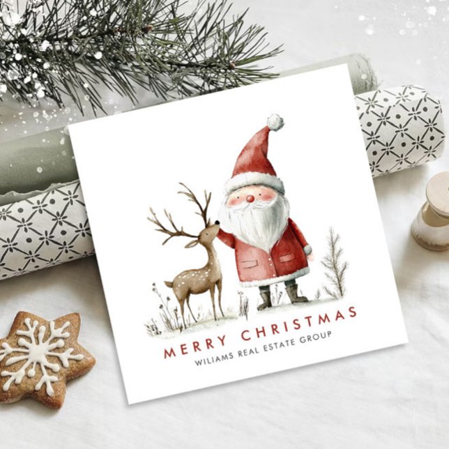 Whimsical Minimal Santa Claus Christmas Corporate Holiday Card (Creator Uploaded)