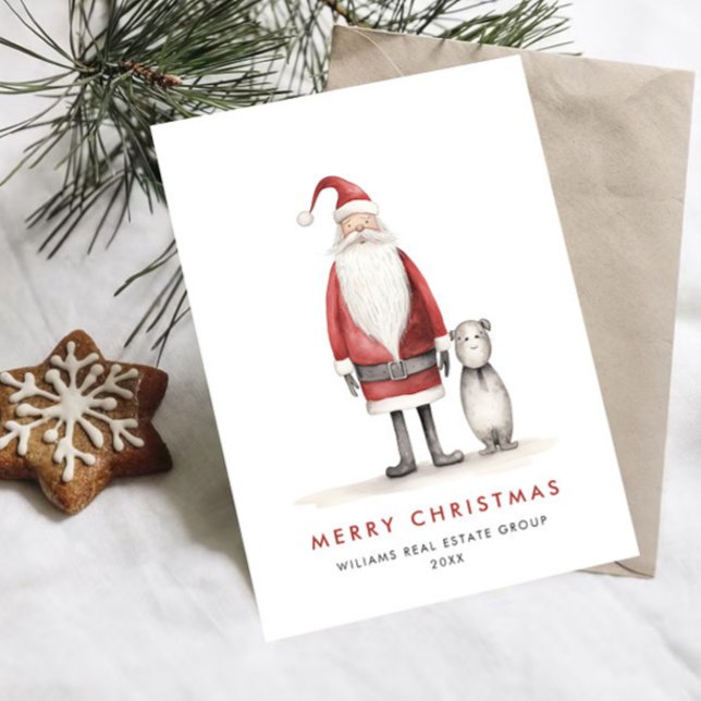 Whimsical Minimal Santa Claus Christmas Corporate Holiday Card (Creator Uploaded)