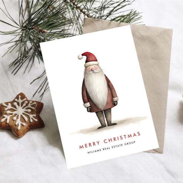Whimsical Minimal Santa Claus Christmas Corporate Holiday Card (Creator Uploaded)