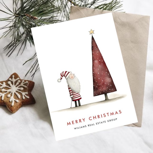 Whimsical Minimal Santa Claus Christmas Corporate Holiday Card (Creator Uploaded)