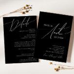 Whimsical Minimal Script Black All In One Wedding Invitation<br><div class="desc">This whimsical minimal script black all in one wedding invitation is perfect for your classic simple black and white minimal modern boho wedding. The design features elegant, delicate, and romantic handwritten calligraphy lettering with formal shabby chic typography. The look will go well with any wedding season: spring, summer, fall, or...</div>