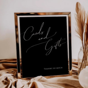 Whimsical Minimal Script   Black Cards and Gifts Poster