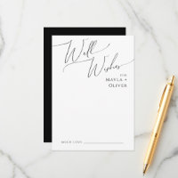 Whimsical Minimal Script Black Wedding Well Wishes