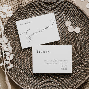 Whimsical Minimal Script Groomsman Proposal Card