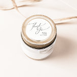 Whimsical Minimal Script Thank You Wedding Favour Classic Round Sticker<br><div class="desc">This whimsical minimal script thank you wedding favour classic round sticker is perfect for your classic simple black and white minimal modern boho wedding. The design features elegant, delicate, and romantic handwritten calligraphy lettering with formal shabby chic typography. The look will go well with any wedding season: spring, summer, fall,...</div>