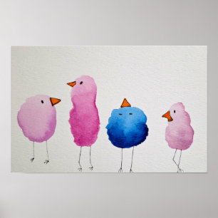 Whimsical Minimalist Bird Illustration Poster