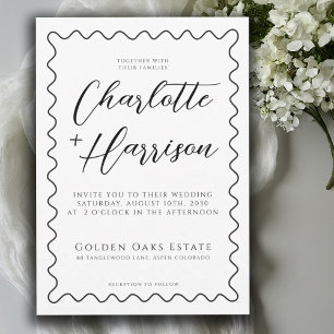 Whimsical Minimalist Handwritten Script Wedding Invitation