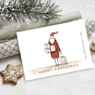 Whimsical Minimalist Santa Claus Christmas Holiday Card