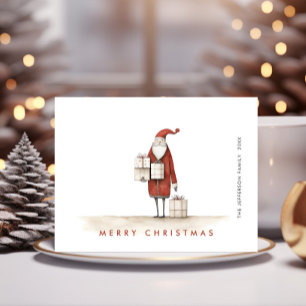 Whimsical Minimalist Santa Claus Christmas Holiday Postcard