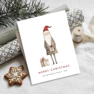 Whimsical Minimalist Santa Claus Christmas Holiday Postcard