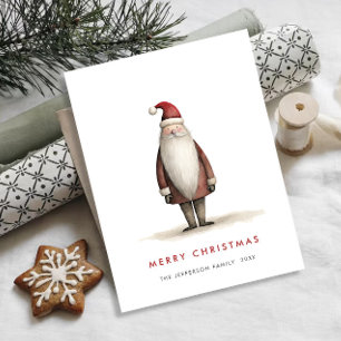 Whimsical Minimalist Santa Claus Christmas Holiday Postcard
