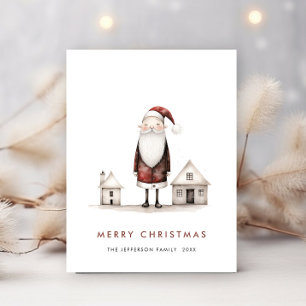 Whimsical Minimalist Santa Claus Christmas Holiday Postcard