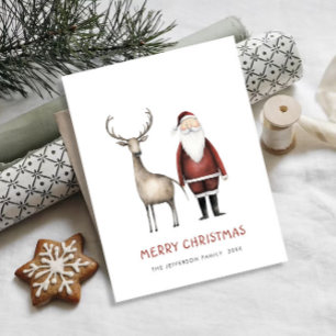 Whimsical Minimalist Santa Claus Christmas Holiday Postcard
