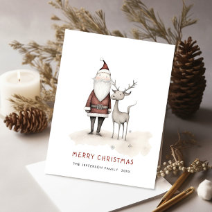 Whimsical Minimalist Santa Claus Christmas Holiday Postcard