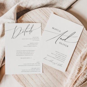Whimsical Minimalist Script All In One Wedding Invitation