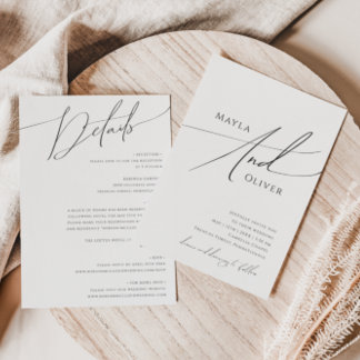 Whimsical Minimalist Script All In One Wedding Invitation