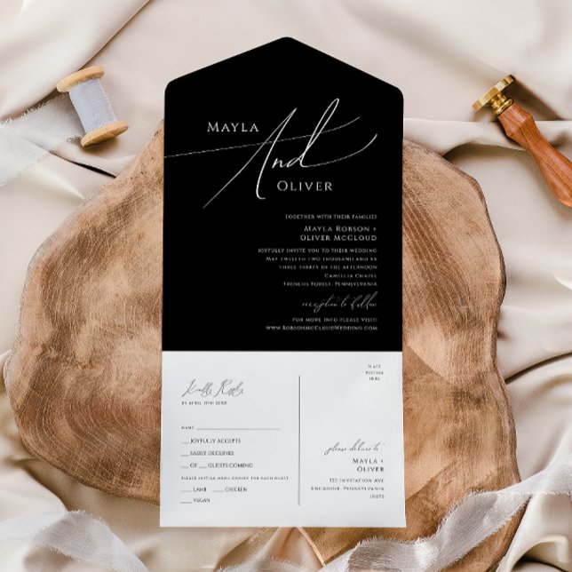 Whimsical Minimalist Script | Black Seal and Send All In One Invitation (Creator Uploaded)